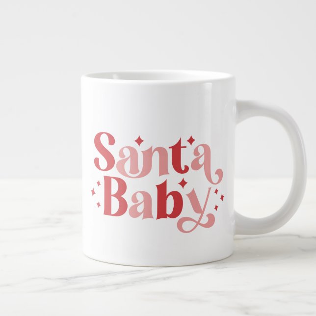 Santa Baby - Retro Weihnachtstypografie Jumbo-Tasse (Rechts)