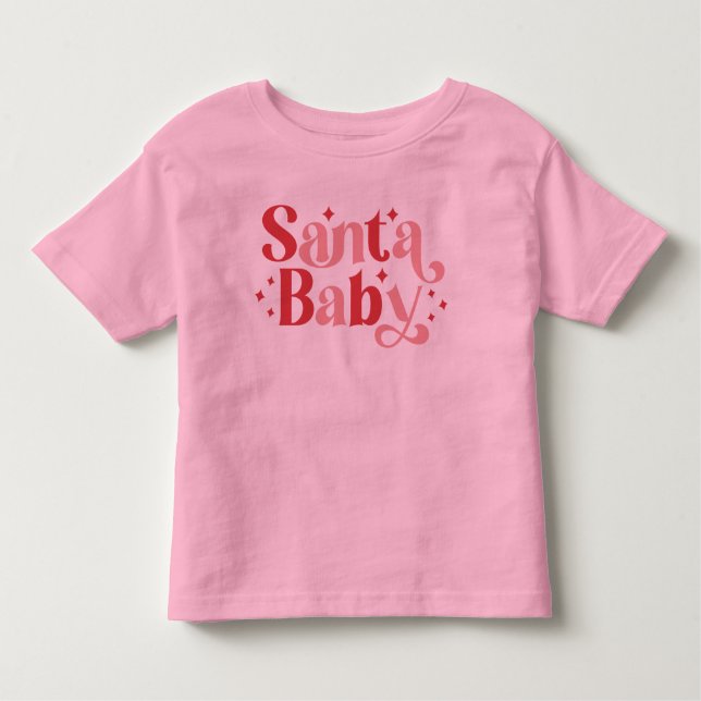 Santa Baby - Retro Weihnachtstypografie Kleinkind T-shirt (Vorderseite)