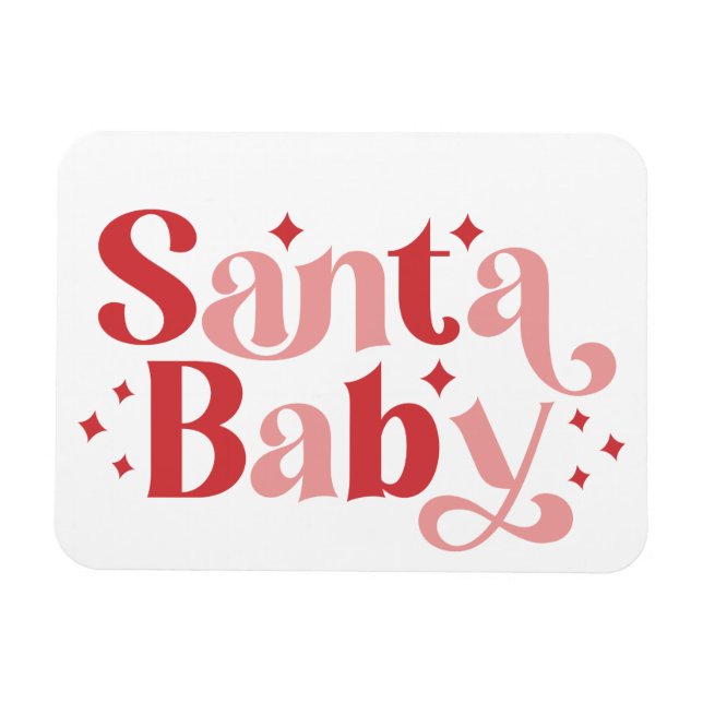 Santa Baby - Retro Weihnachtstypografie Magnet (Horizontal)