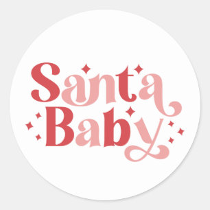 Santa Baby - Retro Weihnachtstypografie Runder Aufkleber