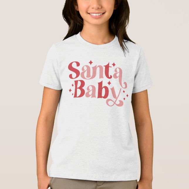 Santa Baby - Retro Weihnachtstypografie Tri-Blend Shirt (Vorderseite)