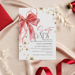 Santa Baby Rot Gold Weihnachten Baby Shower Einladung