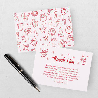 Santa Baby Rot Pink Baby Shower Geschenkliste Dankeskarte