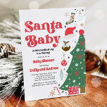 Santa Baby Rot und grüne Weihnachtsdusche Einladung<br><div class="desc">Einladung von Santa Baby Red and Green Christmas Baby Shower</div>