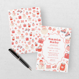 Santa Baby Rot und Pink Weihnachts-Baby-Party Einladung
