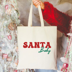 Santa Baby Rote und grüne Typografie Weihnachten Tragetasche