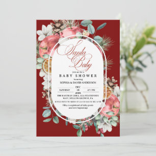 Santa Baby Schrift Winter Kiefer Grüne Dusche Einladung