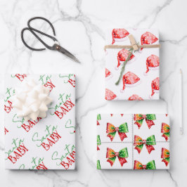 Santa Baby shower bow and Santa hat Christmas Geschenkpapier Set
