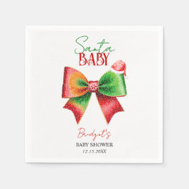 Santa Baby shower bow and Santa hat Christmas Serviette