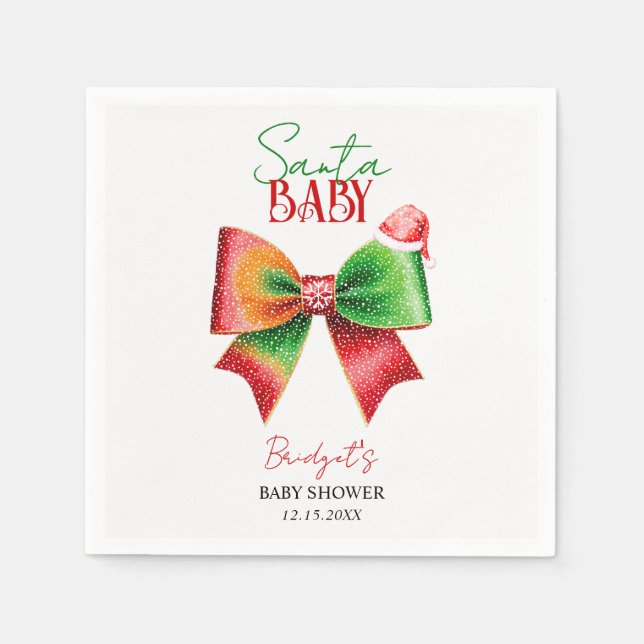 Santa Baby shower bow and Santa hat Christmas Serviette (Vorderseite)