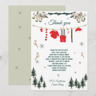 Santa Baby Shower Christmas Theme Thank You Card Einladung