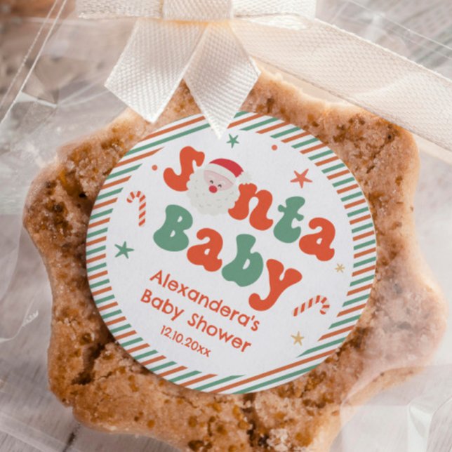 Santa Baby Shower Favor Runder Aufkleber (Von Creator hochgeladen)