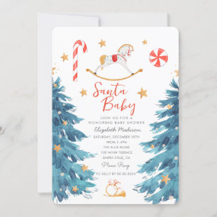 Santa Baby Watercolor Niedlich Babydusche Einladung