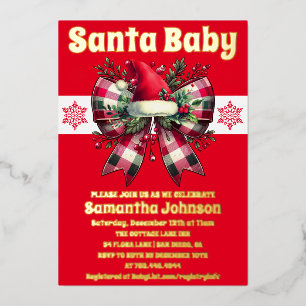 Santa Baby Weihnachten Coquette Schleife Babyparty Folieneinladung
