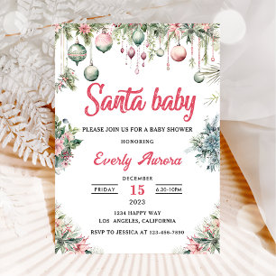 Santa Baby Weihnachten Floral Baby Shower Einladung