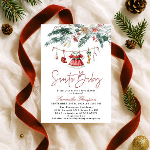 Santa Baby Weihnachten Winter Mädchen Baby Shower Einladung