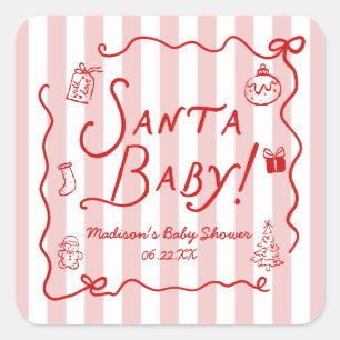 Santa Baby! Weihnachtliche Babyparty mit Fantasie Quadratischer Aufkleber