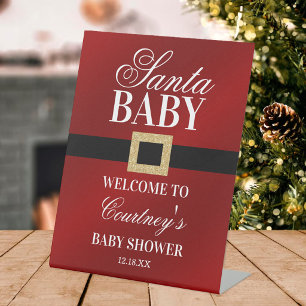 Santa Baby Weihnachts-Baby-Baby-Shower-Willkomme Sockelschild