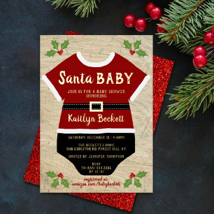 Santa Baby Weihnachts-Baby-Party Echtgold Folieneinladung