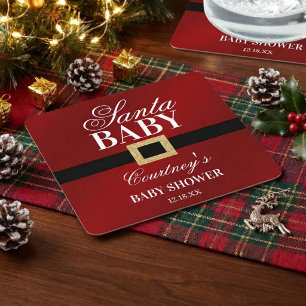Santa Baby   Weihnachts-Baby-Party Rechteckiger Pappuntersetzer