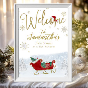 Santa Baby Weihnachts-Baby-Shower-Willkommensschil Poster