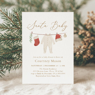 Santa Baby Weihnachts-Babykleidung Baby Shower Einladung