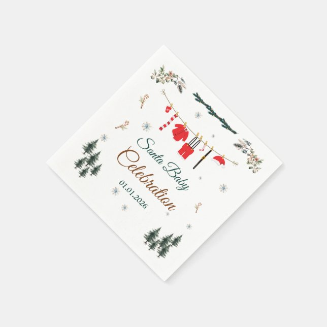 Santa Baby Weihnachts-Babyshower Serviette (Ecke)