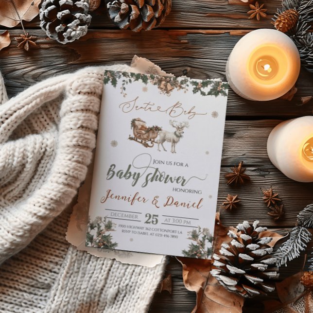 Santa Baby Weihnachts Green Red Winter Baby Dusche Einladung (Von Creator hochgeladen)