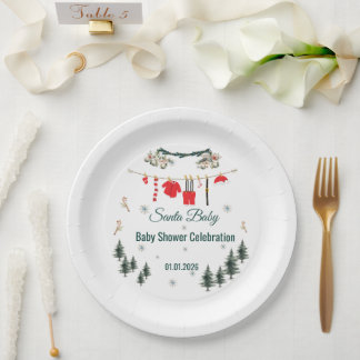 Santa Baby Weihnachts-Thema Baby Shower Pappteller