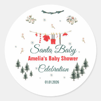 Santa Baby Weihnachts-Thema Baby Shower Runder Aufkleber