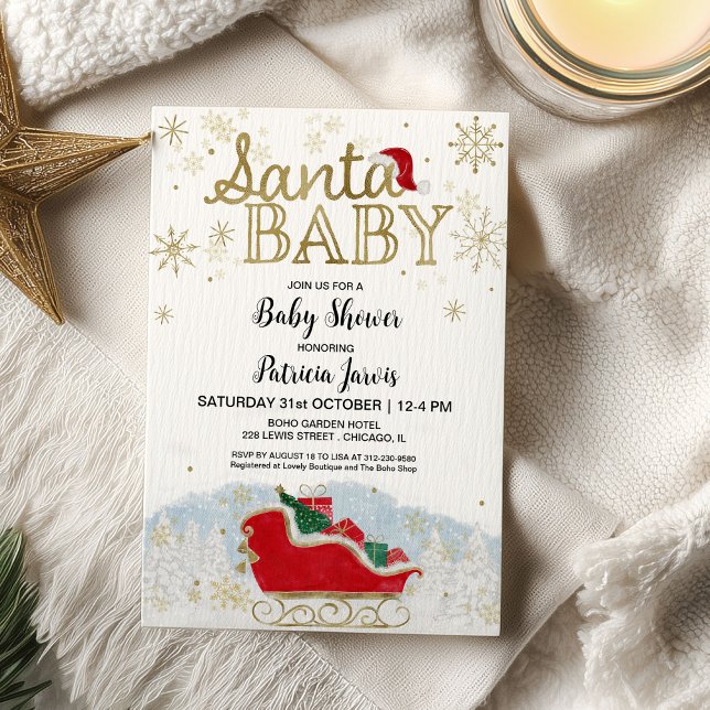 Santa Baby Weihnachts Winter Baby Dusche Einladung (Von Creator hochgeladen)