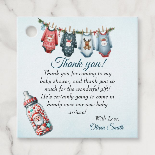 Santa Baby Weihnachts Winter Baby Dusche Geschenkanhänger (Vorderseite)