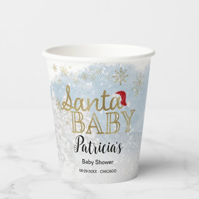 Santa Baby Weihnachts Winter Baby Dusche Pappbecher (Vorderseite)