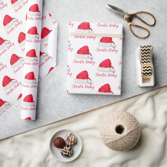 Santa Baby Weihnachts Winter Red Baby Dusche Geschenkpapier (Kunsthandwerk)