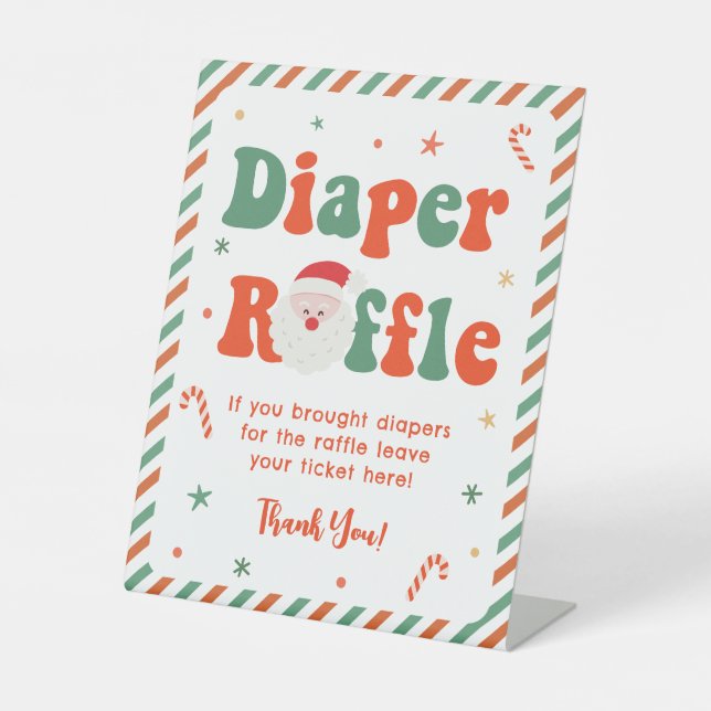 Santa Baby WeihnachtsBaby Duschdusche Windeln Raff Sockelschild (Vorderseite)