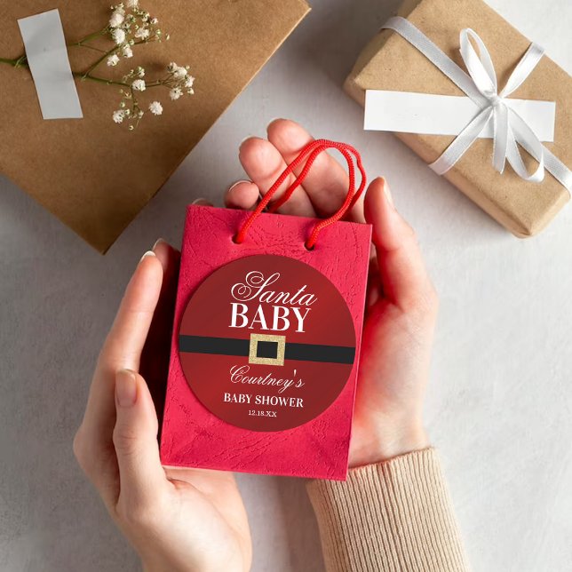 Santa Baby | Weihnachtsdusche Runder Aufkleber (Von Creator hochgeladen)