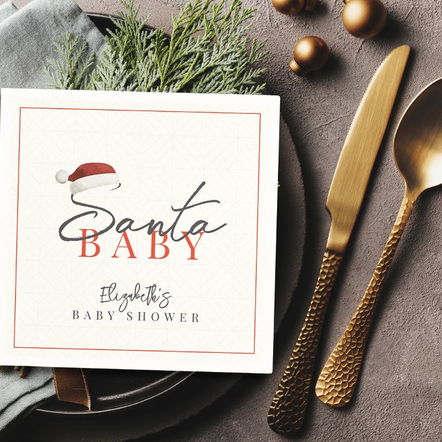 Santa Baby Weihnachtsfeiertag Minimal Babydusche Serviette (Von Creator hochgeladen)