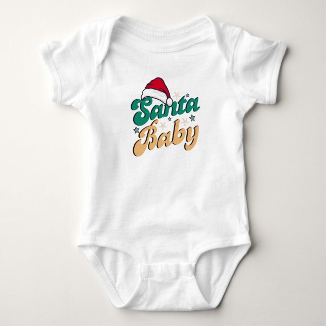 "Santa Baby" Weihnachtsjause Baby Bodysuit Baby Strampler (Vorderseite)