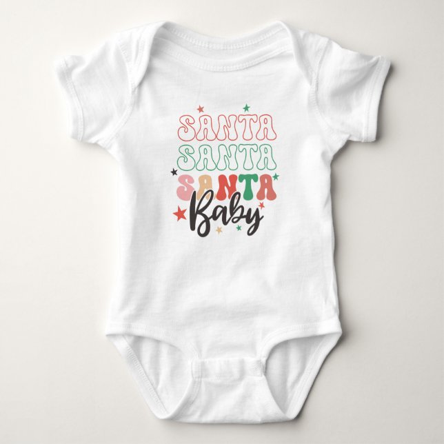 "Santa Baby" Weihnachtsjause Baby Bodysuit Baby Strampler (Vorderseite)