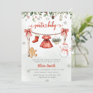 Santa Baby Weihnachtsmädchen Kleidung Baby Shower Einladung
