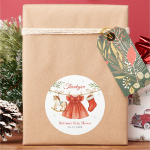 Santa Baby Weihnachtswäscheleine Mädchen Baby Show Runder Aufkleber