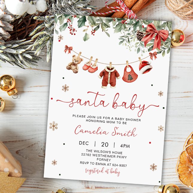Santa Baby Winter Christmas Baby Shower Invitation Einladung (Von Creator hochgeladen)