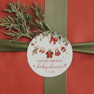 Santa Baby Winter Weihnachten Baby Shower Aufklebe Runder Aufkleber
