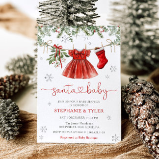 Santa Baby Winter Weihnachten Baby Shower Einladun Einladung