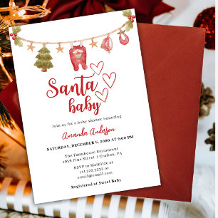 Santa Baby Winter Weihnachts Red Baby Dusche Einladung