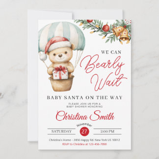 Santa Baby wir können frühzeitig abwarten Babydusc Einladung