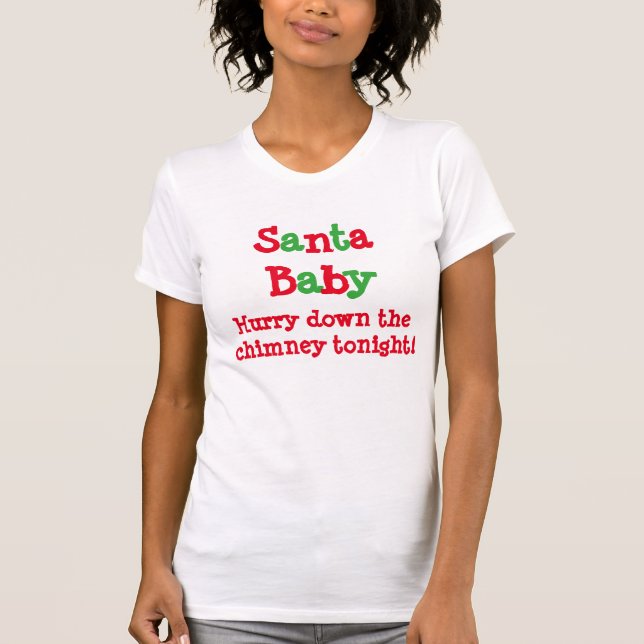 SANTA BABY WOMEN'S FEINE JERSEY T - SHIRT (WEISS) (Vorderseite)