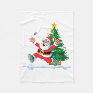 Santa Badminton Weihnachtsbaum Lichter Männer Frau Fleecedecke