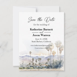 Santa Barbara Beach Aquarell Save the Date Einladung