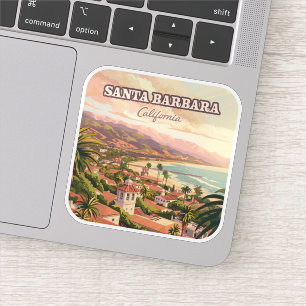 Santa Barbara Beach Central Coast California Retro Aufkleber